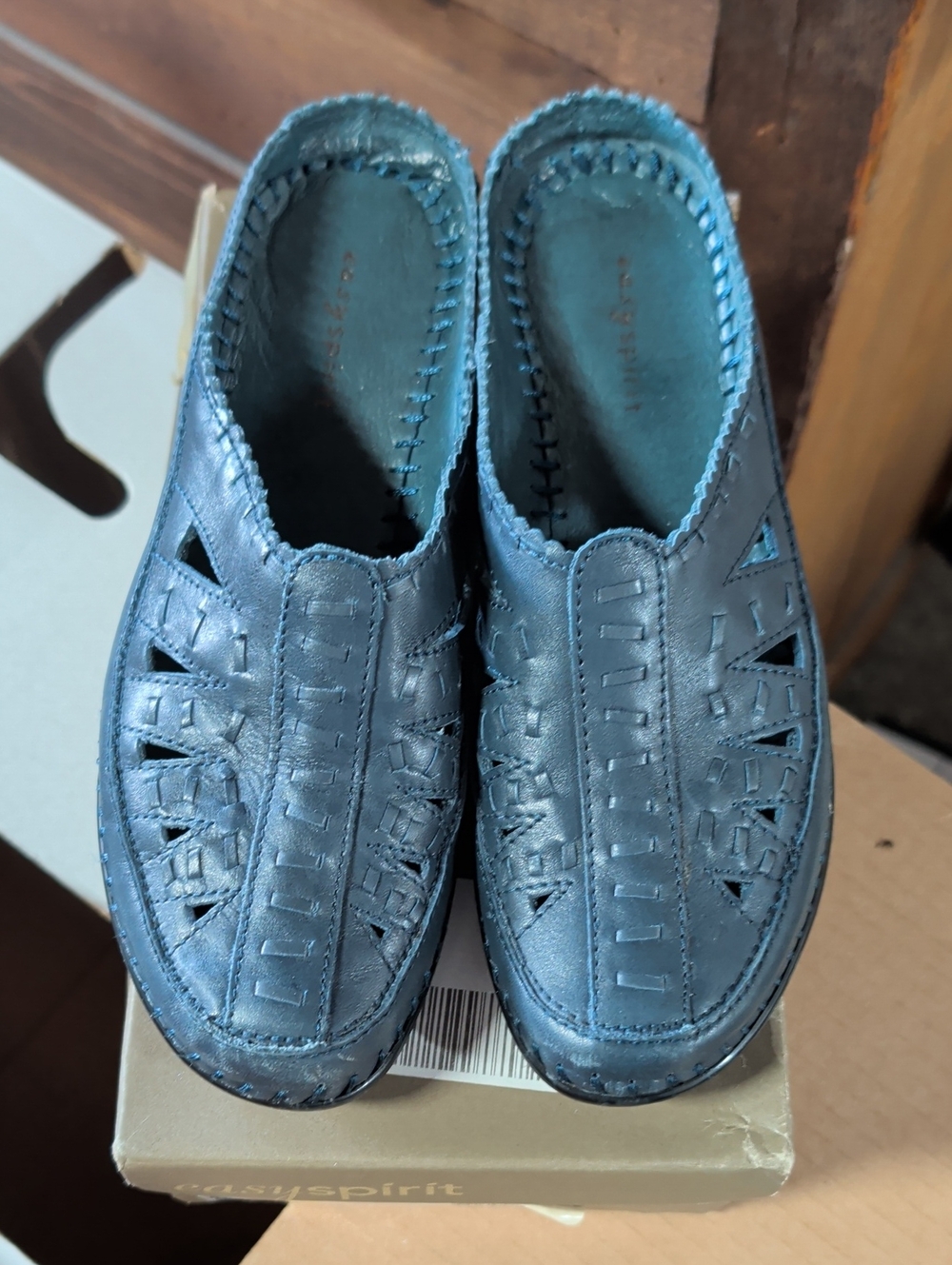 Vintage Easy Spirit Dolly Leather Loafers in Blue Slip-Ons